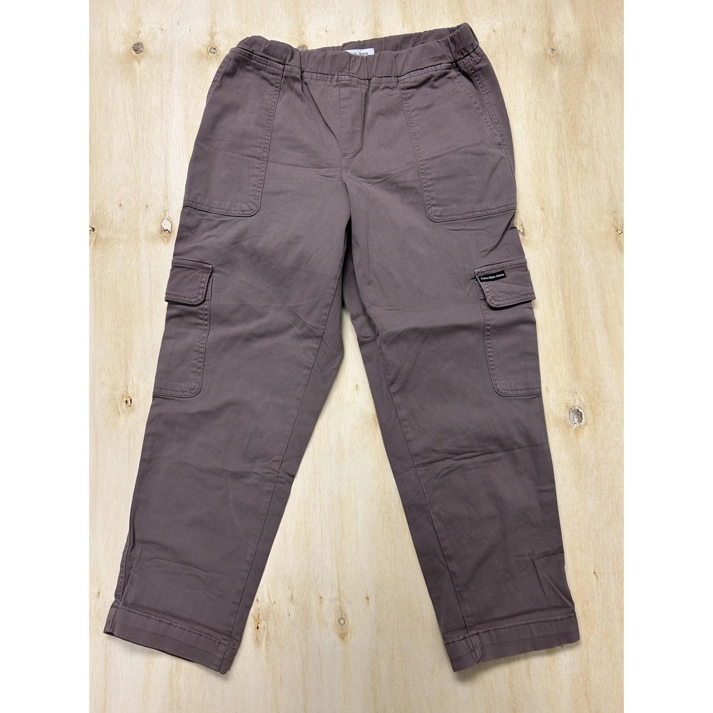 Calvin Klein Jeans Cargo Pants Womens Small Mauve Tapered Pull On Elastic Waist